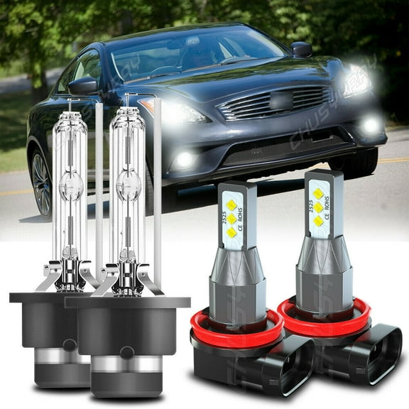 White Lights for Infiniti Fx35 2006-2011 2012 Hid Headlight High Low LED Fog Light Bulbs