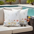 thumbnail image 4 of Spring Wildflowers Outdoor Waterproof Pillow Covers, Watercolor Rustic Flowers Floral Leaves Decorative Square Throw Pillowcase Sofa Cushion Sham for Patio/Couch/Chair, 16"x16" 2 Pack, 4 of 8