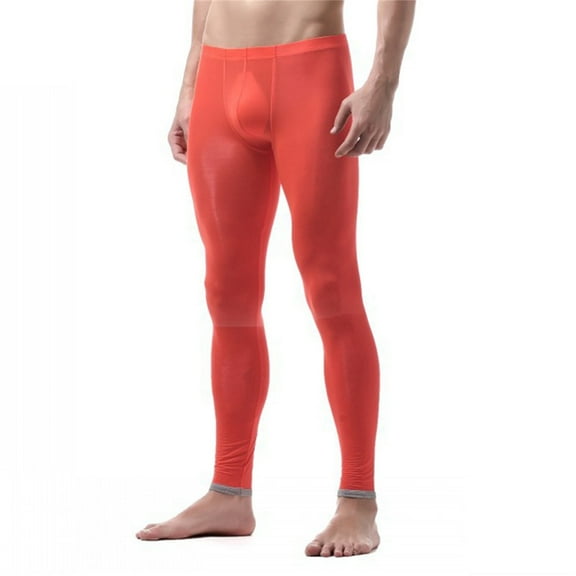 KPOPLK Men's Performance Lightweight Thermal Baselayer Legging Pant(M,n18-Orange)