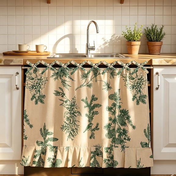 Ruffled Oven Cover with Adjustable Tie,Waterproof Flounce Skirt for Stove Top,Dust & Oil Protection Baking Grilling BBQ Kitchen Decor,30x22 in