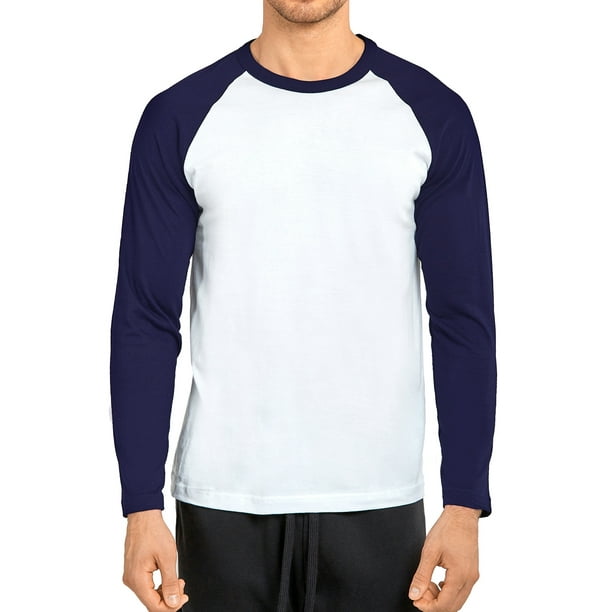 Blended Men's Long Sleeve Baseball TShirt Jersey Raglan TwoTone
