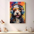 thumbnail image 2 of Spanish Water Wall Art - Funny Dog Canvas Canvas for Kids' Room 11x17inch - Colorful Puppy with Earphone Pictures Framed Ready to Hang, 2 of 4