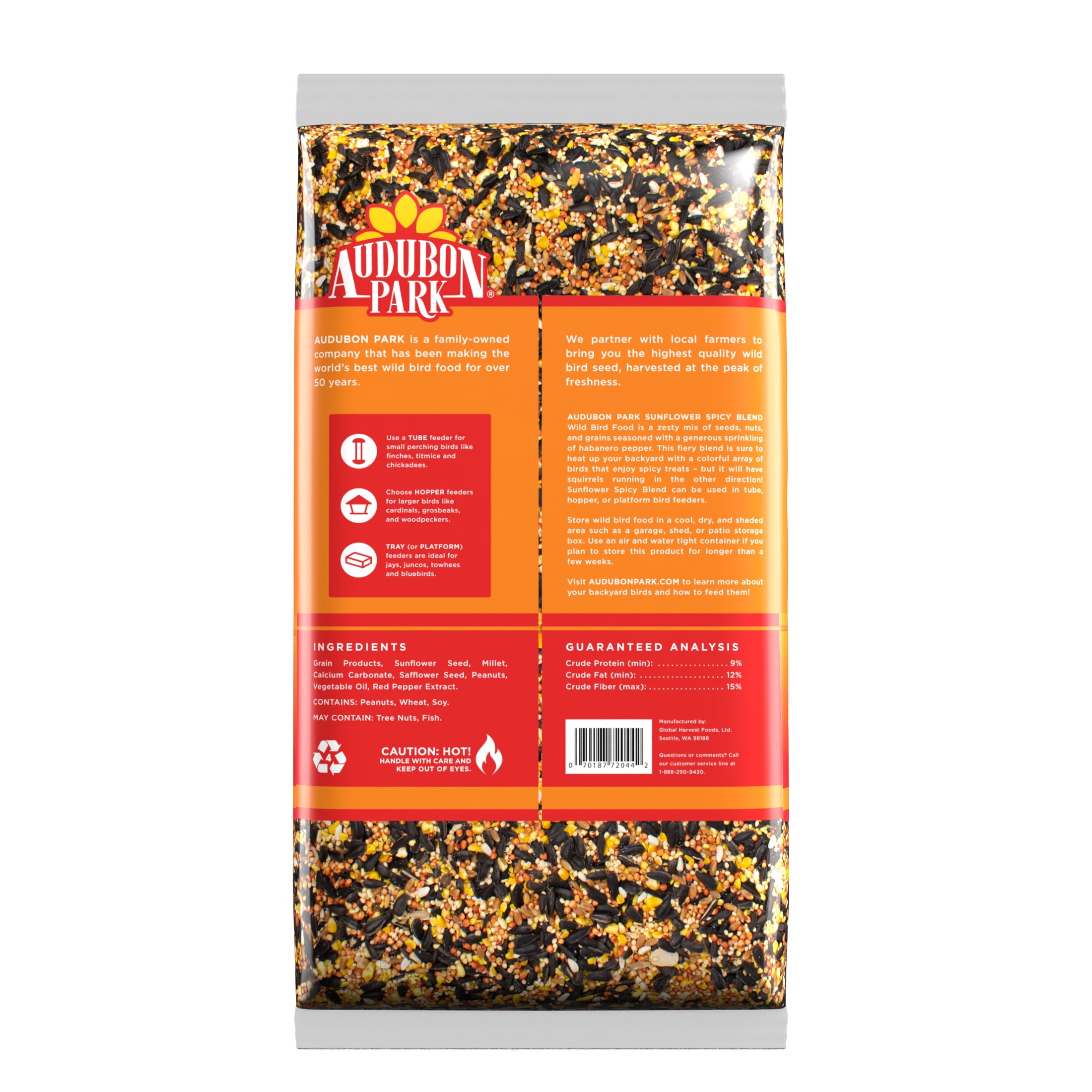Audubon Park Sunflower Spicy Blend Wild Bird Food, Dry, 1 Count per Pack, 5 lb. Bag