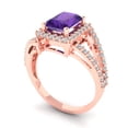 thumbnail image 2 of 1.935 ct Emerald Cut Natural Amethyst Solitaire with Simulated Diamond Accents 14K Rose Gold Womens Engagement Ring, 2 of 5