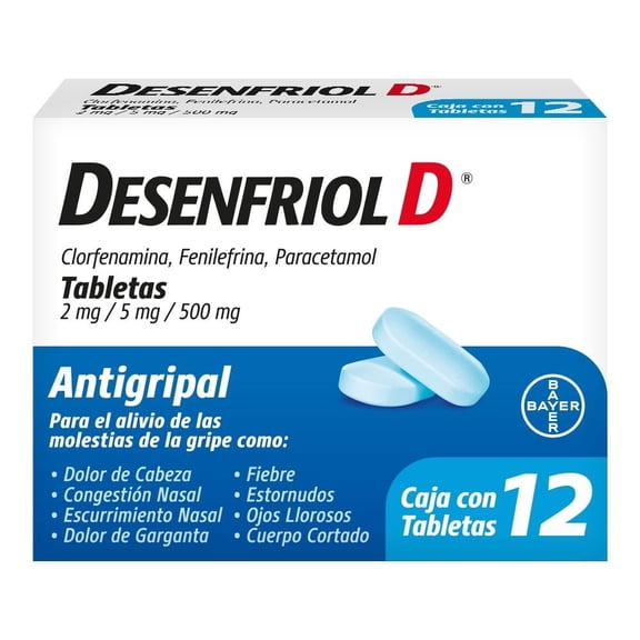 Desenfriol-D Caja con 12 Tabletas 500 mg
