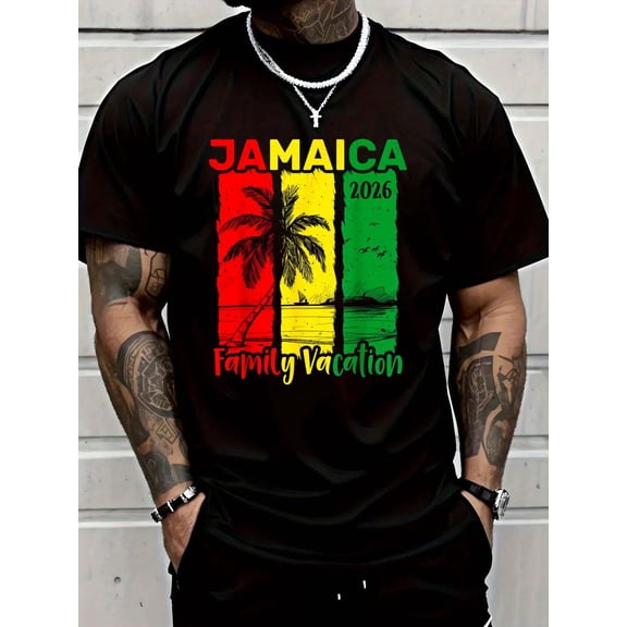 Cotton Men Tshirts Family Vacation Jamaica 2026 Tropical Island Birthday Crew T-Shirt