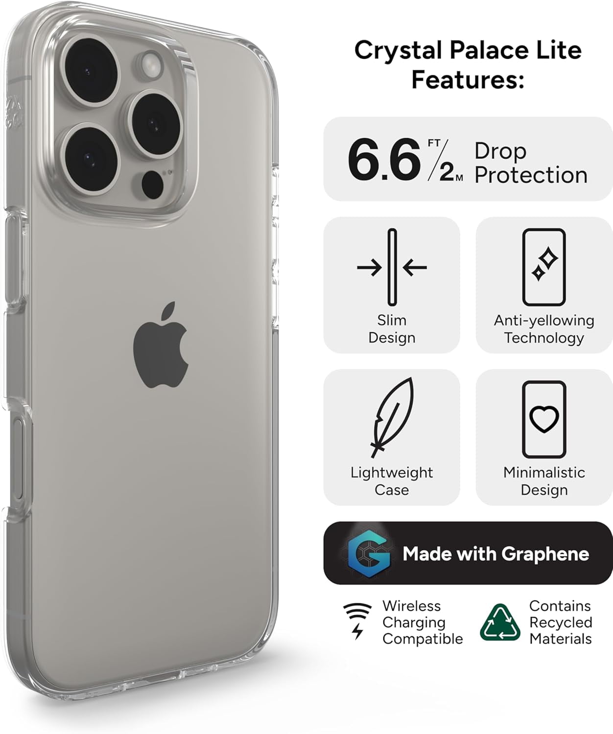 ZAGG Crystal Palace Lite Case for iPhone 16 Pro Clear