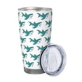 thumbnail image 2 of Picia Cartoon Shark Pattern 20 oz Tumbler Stainless Steel Vacuum Insulated Coffee Ice Cup Double Wall Travel Flask Dual Lid Water Bottle, Eco-friendly Car Cup-Straw Three-piece Set, 2 of 8