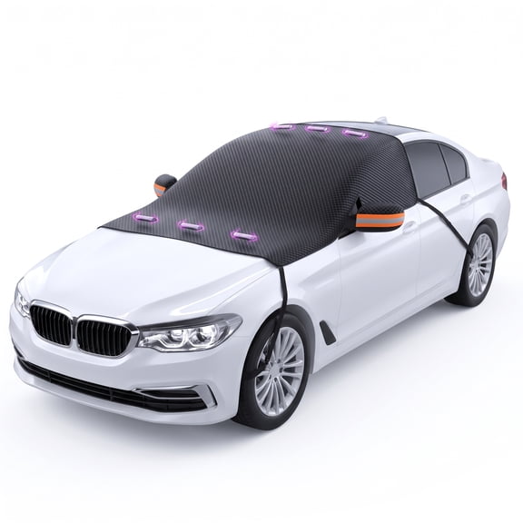 Nuan Winter Windshield Cover for Snow and Ice, Magnetic Car Sunshade with Mirror Covers for Cars and SUVs