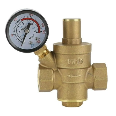 Adjustable Brass Water Pressure Reducing Valve with Pressure Gauge - for Durable