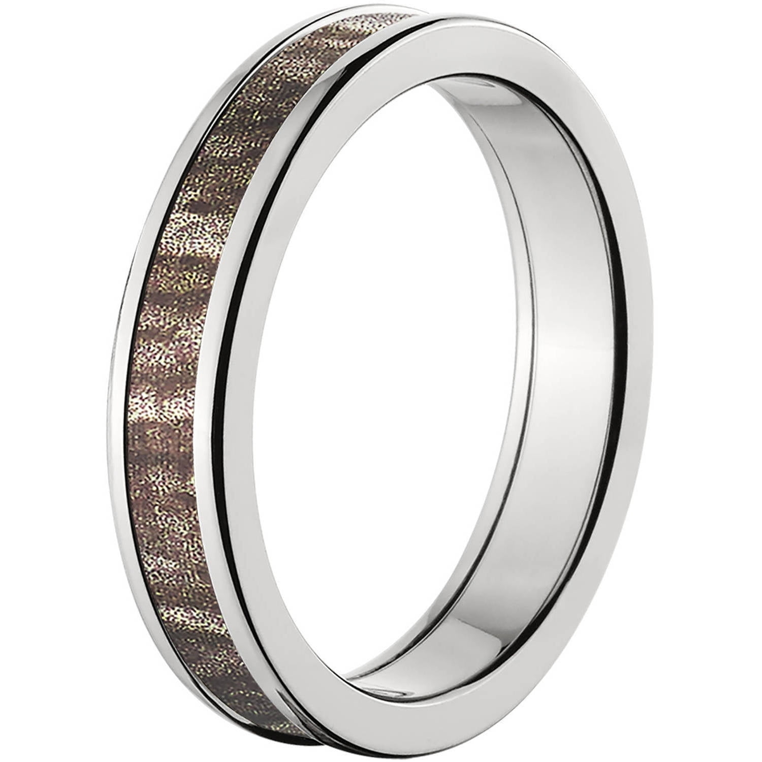 4mm Half-Round Titanium Ring with a Mossy Oak Bottomland Camo Inlay