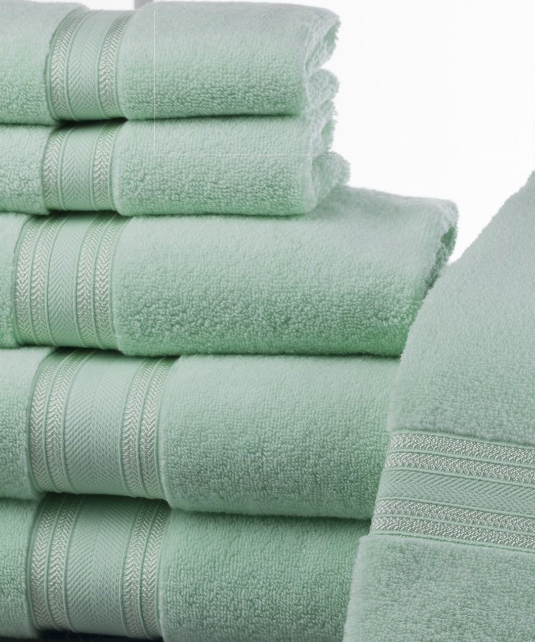 Beauty Threadz 100% Cotton 8-Piece Towel Set - Seafoam Green - 2 Bath Towels,  2 Hand Towels, and 4 Washcloths - Super Soft, High Quality, High-Absorbent,  and Fade-Resistant. (400 GSM) 
