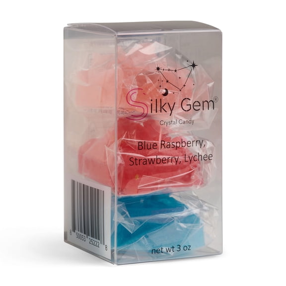 Silky Gem Crystal Candy Signature Blue Raspberry, Strawberry, Lychee Flavors 3 Piece Small Box