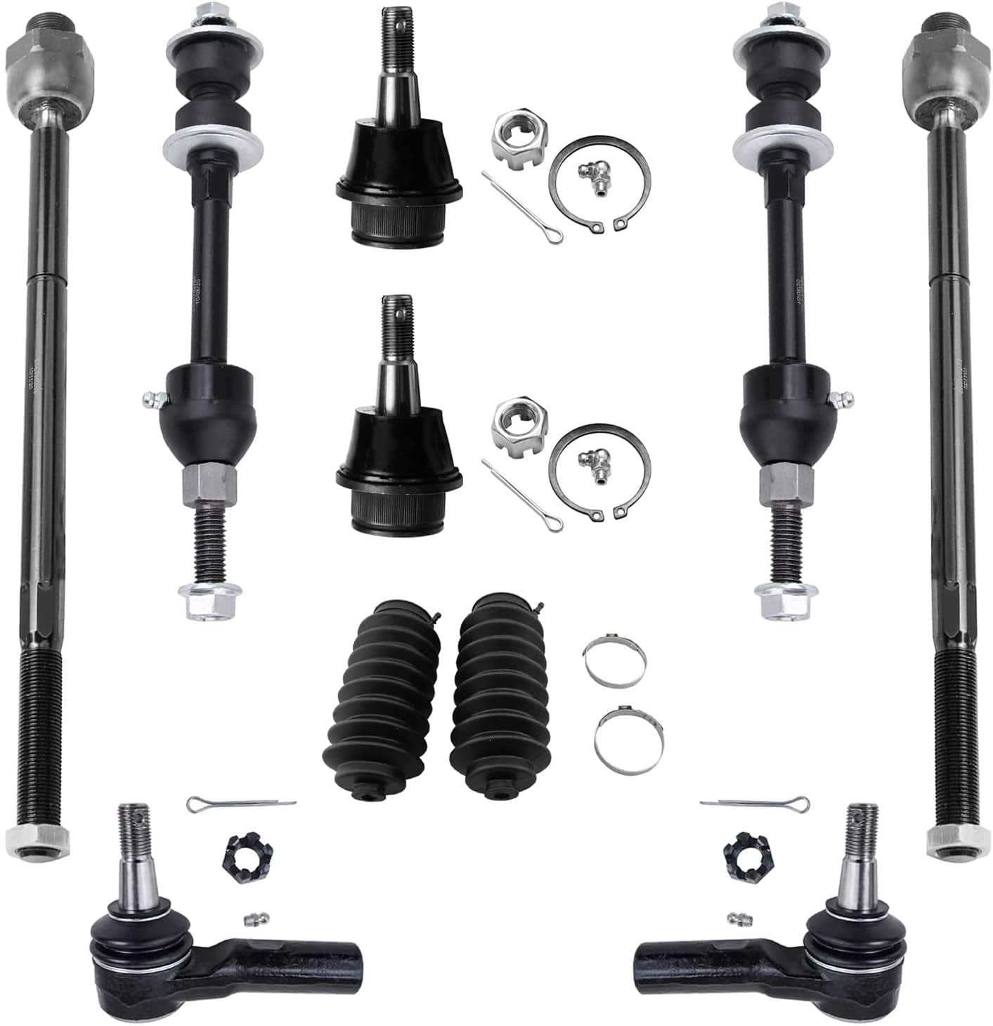 Bellow Boots PartsW 10 Pc New Suspension Kit for Dodge Ram 1500 & Ram 1500 / Front Lower Ball Joints Inner and Outer Tie Rod End Sway Bars End Link 