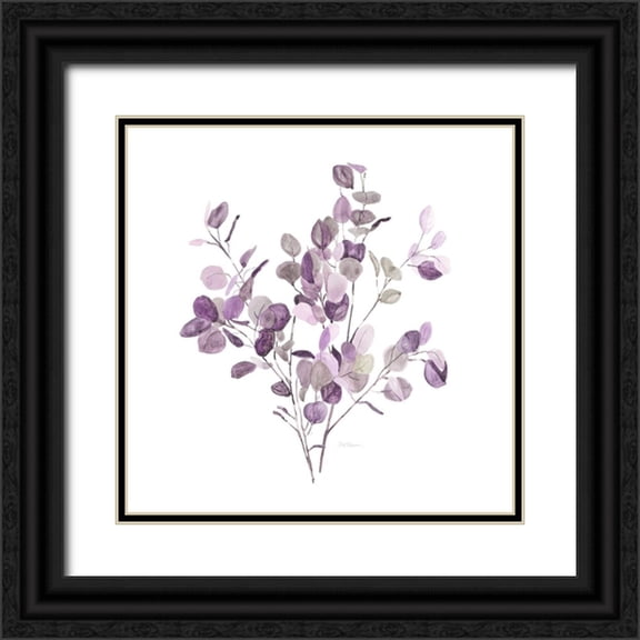 Robinson, Carol 12x12 Black Ornate Wood Framed with Double Matting Museum Art Print Titled - Lavender Leaves II