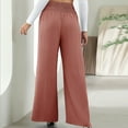 thumbnail image 6 of Boho Pants for Women Beach Pants Lounge Trousers High Waisted Wide Leg Pants Pleated Belly Control Flowy Slacks, 6 of 7