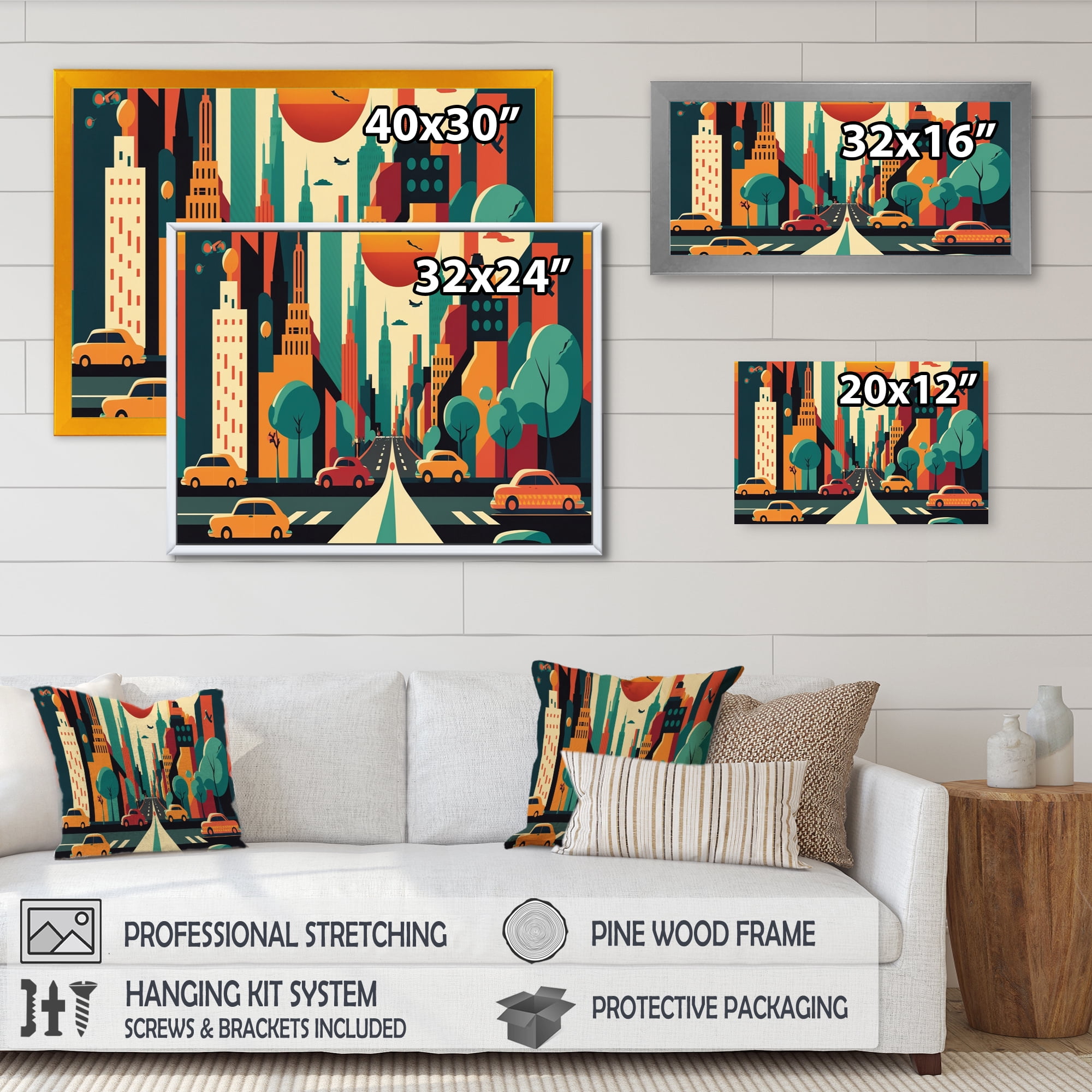 Designart Colorful Cityscape II Canvas Wall Art