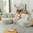 thumbnail image 4 of MAYEERTY Corduroy Curved L-Shape Oversized Sectional Sofa, Minimalist Luxury Sleeper Couch for Apartments, 121"W x 66"D x 35"H, 4 of 9