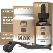 Ultimate Beard Growth Kit - Fast Growth with Beard Growth Derma Roller + Beard Growth Oil + Beard Growth Pills - All Natural Ingredients - Great Beard Gift Set