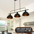 thumbnail image 4 of 43-inch Black Industrial 3-Light Pendant Chandelier - 35.4" Adjustable Chains & 14" Ceiling Plate Commercial Wrought Iron Fixture for Dining Room/Loft, 4 of 10
