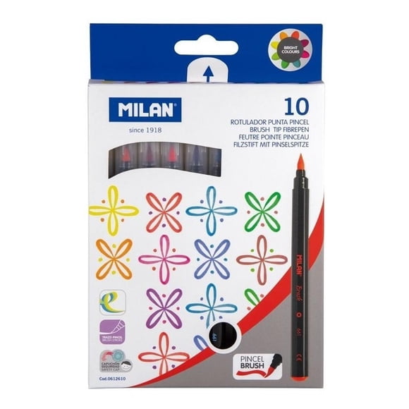 Set de 10 Rotuladores Punta Pincel 4Mm Milan Multicolor