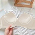 thumbnail image 4 of SMihono Women's Lace Sexy Underwire Mesh Bra Front Bow Tie Back Closure Full Coverage Sheer Plus Size Unpadded Bras Beige 34/75AB, 4 of 4
