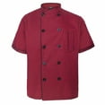 thumbnail image 1 of TOPTIE Unisex Short Sleeve Chef Coat Jacket, Red, 1 of 8