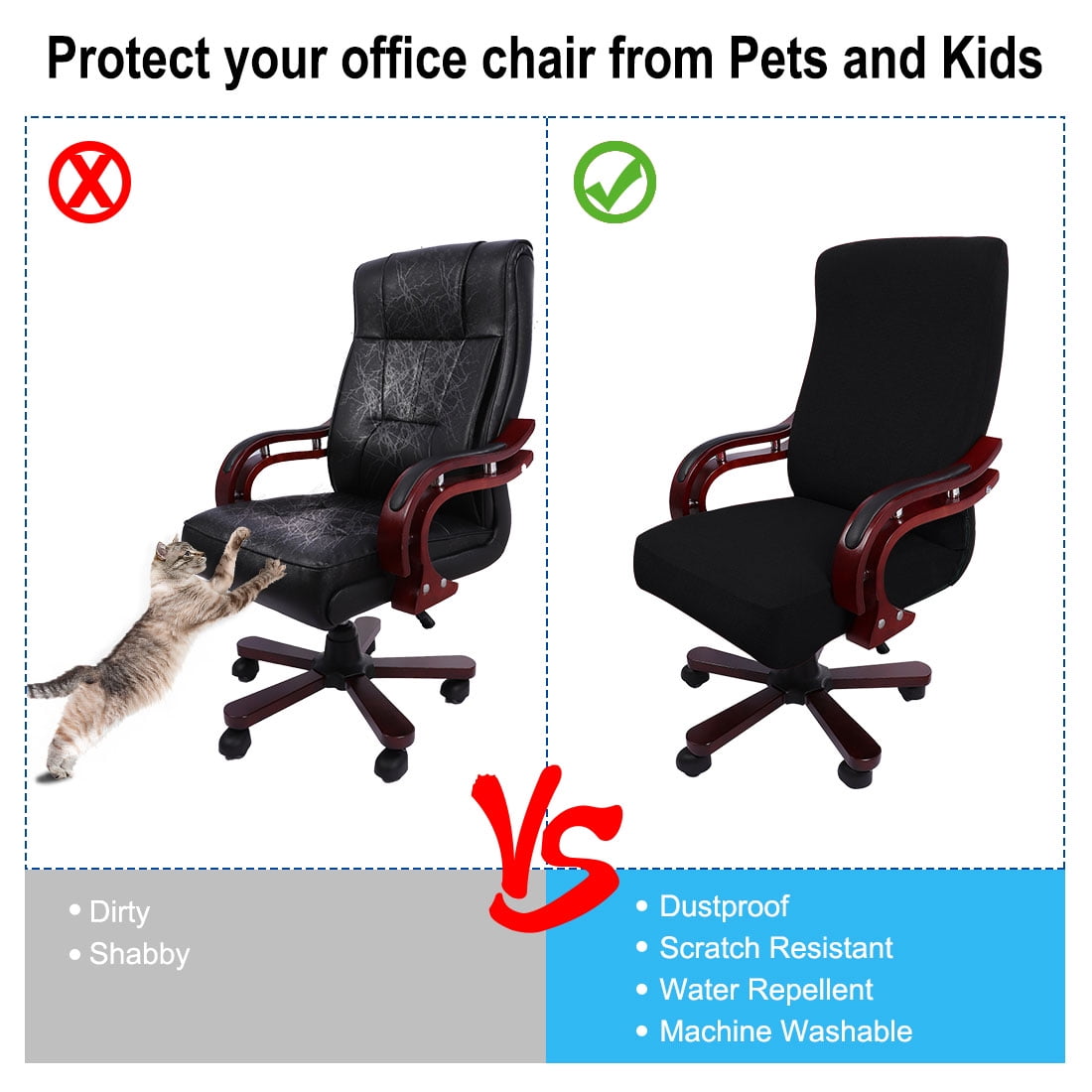 Unique Bargains Stretch Office Chair Cover Armchair Protector Black L