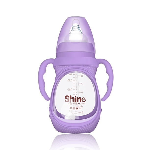 Biberón Leche para bebés Alimentador de agua Bebida para recién nacidos Aprendizaje de enfermería resistente al calor Taza de pezón para niños pequeños resistente al calor Púrpura, 240 ml Methold BA000333-06