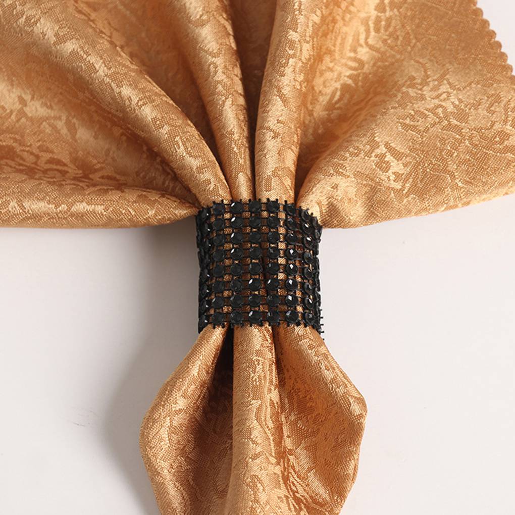 DALX 10pcs Napkin Ring 8 Row Rhinestone Like Napkin Band Serviette