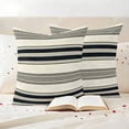 thumbnail image 3 of Black Grey Striped Outdoor Waterproof Pillow Covers, Farmhouse Vintage Stripe Decorative Square Throw Pillowcase Sofa Cushion Sham for Patio/Couch/Chair, 26"x26" 2 Pack, 3 of 8