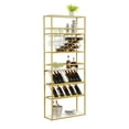 thumbnail image 2 of LED Tall Bar Cabinet Wine Rack, Gold Contemporary Standing Honeycomb Wine Rack with Glass Rack, 2 of 2