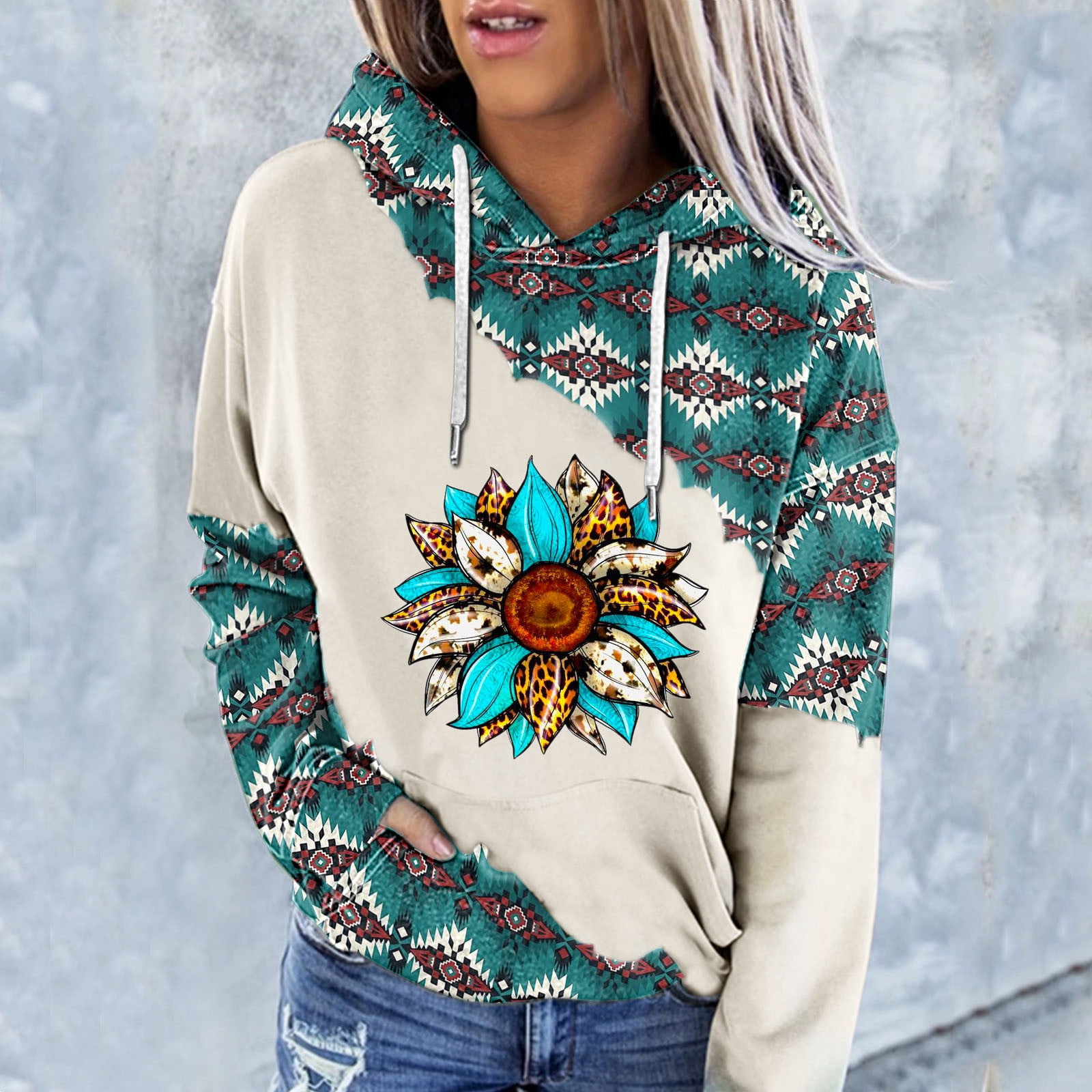 Women Western Ethnic Hoodies Casual Fit 