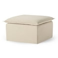 thumbnail image 1 of Maven Lane Claude Ottoman Rustique en Tissu Taupe, 1 of 6