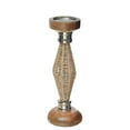 thumbnail image 1 of Diamond Raffia Metal Pillar Candlestick 14", 1 of 3