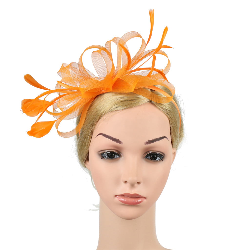 Orange Fascinator Hat For Weddings/Ascot/Proms With Headband V1