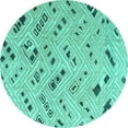 thumbnail image 1 of Ahgly Company Machine Washable Indoor Round Abstract Turquoise Blue Modern Area Rugs, 8' Round, 1 of 4