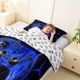 thumbnail image 4 of meiyoeat Neon Blue Flame Game Controller Twin Comforter Sets for Kids Boys, Blue Geometric Gaming Bedding Set, Gamepad Reversible 2pcs, 1 Comforter and 1 Pillowcase, 4 of 6