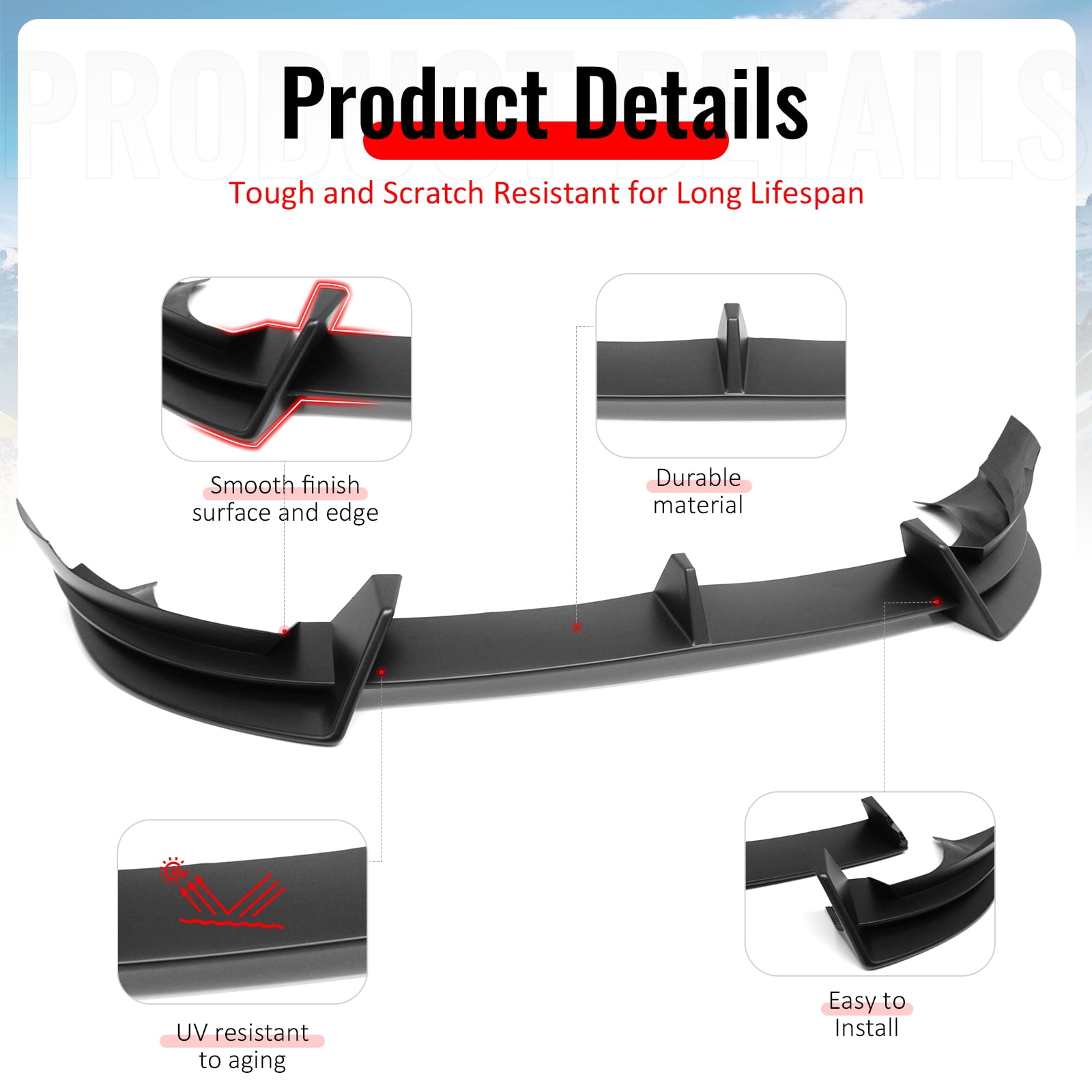 Ikon Motorsports 3PCS Front Lower Bumper Lip Air Dam Chin Spoiler Splitter For 2026 Tesla Model Y Juniper Premium IKON Style Matte Black ABS Plastic