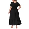 thumbnail image 4 of DARING DIVA Women's Plus Size Short Sleeve Crew Neck Flowy Maxi T-Shirt Dress 2X Black, 4 of 6