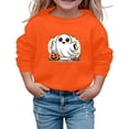 thumbnail image 2 of Crewneck Sweatshirt Boys Girls Spooky Print Crew Neck Long Sleeve Pullover Hoodless Top Orange 7-8 Years, 2 of 4