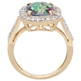 thumbnail image 2 of 10k Yellow Gold Natural Mystic Topaz Ring Cushion-cut 9x9mm Diamond Halo, size 6.5, 2 of 3
