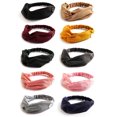 thumbnail image 4 of Women Headband Knotted Solid Color Good Elasticity Hairband Headwrap with Buttons for Face Cover, 4 of 7