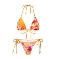 thumbnail image 5 of Levmjia Women's Three Piece Swimsuit Fashion Printed Hanging Neck Top Tight Drawstring Bikini Set Quick Dry Beach Vacation Pool Party Summer, 5 of 5