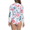 thumbnail image 5 of JoveMarine Women's Long Sleeve Wetsuit Printed Zipper Rash Guard One Piece Swimsuit for Diving Surfing Swimming Bathing Suit For Womens Swimsuits White XL, 5 of 9