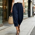 thumbnail image 5 of BUIGTTKLOP Womens Summer Capris Casual Cotton Linen Pants Baggy Elastic Waist Capri Pants with Pocket, 5 of 7