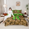 thumbnail image 4 of Manfei Kids Teens Personalized Initial Letter R 3 Pieces Queen Comforter Set,Brown Green Ultra Soft Bedding Sets,Construction Game Bedding Comforter Set,Breathable Home Decor,Reversible, 4 of 8