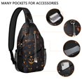thumbnail image 2 of Sling Backpack,Halloween Glowing Pumpkins Pattern Sling Bag with Water Bottle Holder,Waterproof Sling Bag for Men/Women with Headphone Jack for Hiking,Travel, 2 of 6