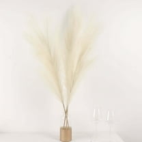 Efavormart 3 Stems | 44" Cream Artificial Pampas Grass Plant Sprays, Faux Branches Vase Flower Arrangement
