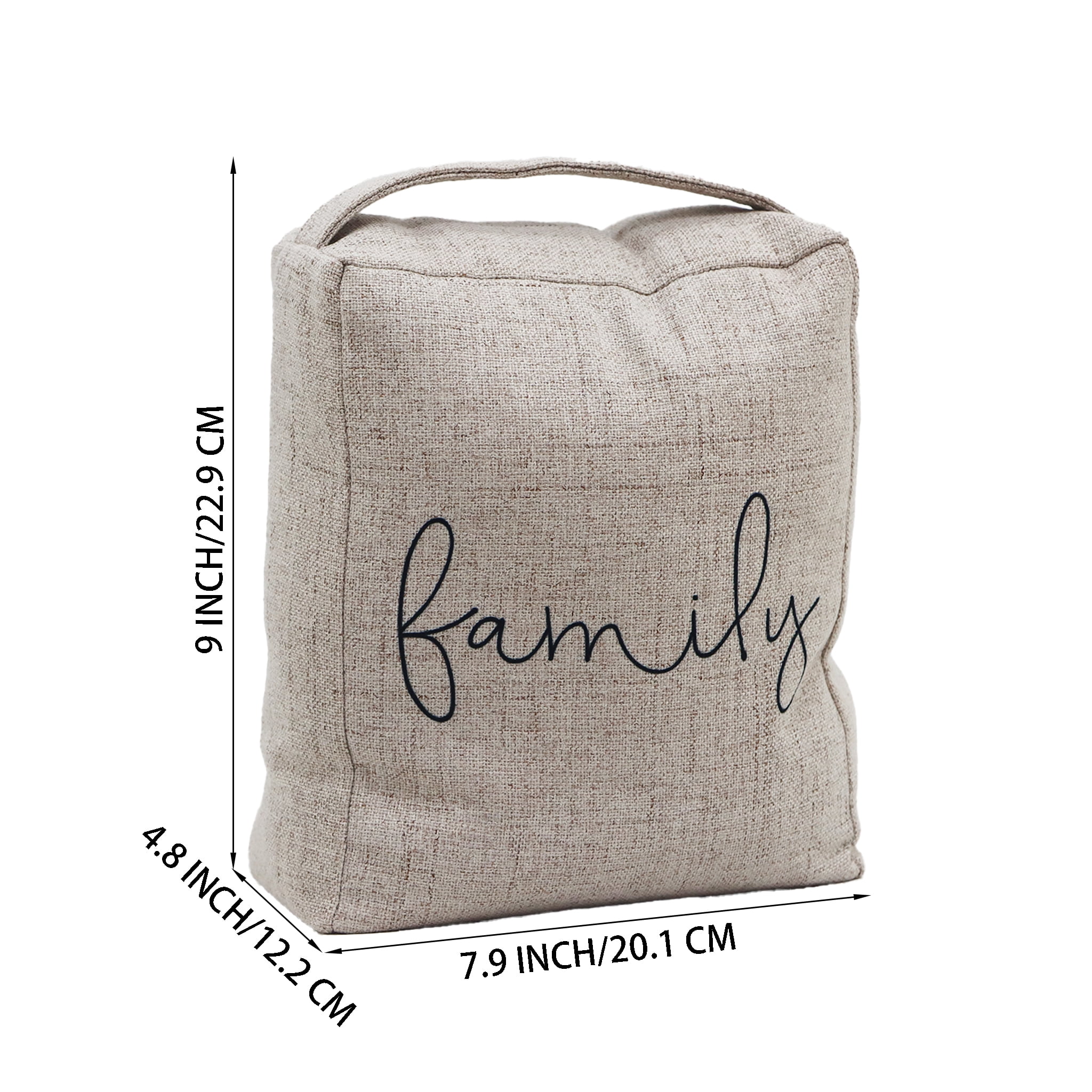 Parisloft Family Weighted Fabric Doorstop with Handle, 7.875 x 4.75 x 9 inches
